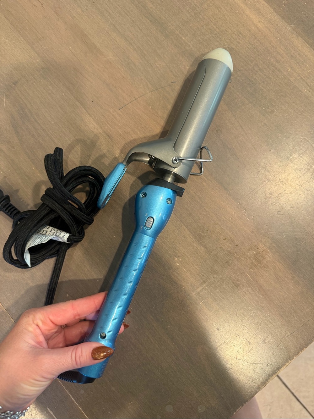 Babyliss Metal Barrel Curling Iron with Blue Handle